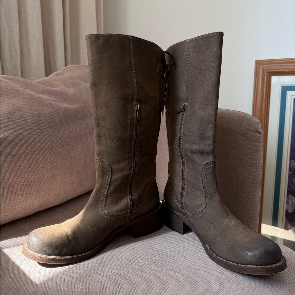 Donna Più Brown Leather Riding Boots Distressed Lace Back 38 US 7–7.5 - Picture 7 of 10